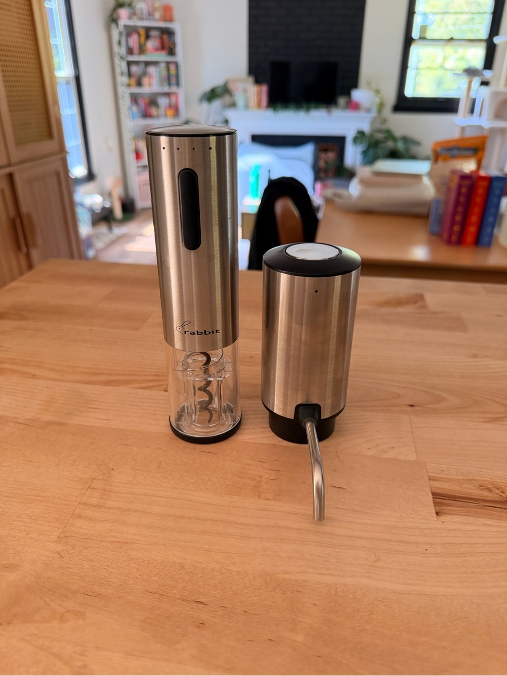 Rabbit Stainless Steel Electric Wine Opener and Pump - Silver- Like New
